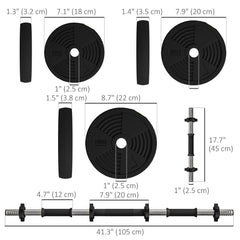 33LBS 2-in-1 Adjustable Barbell & Dumbbells Set, Weights Set with Non-slip Handles for Men and Women Home Gym Training