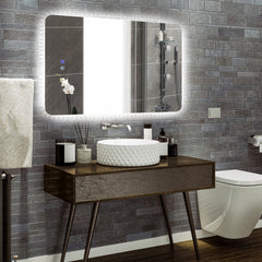 32 x 24 Inch Shatterproof Wall Mirror with 3-Color Lights and, Anti-Fog Function