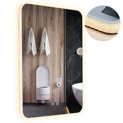 32 x 24 Inch Shatterproof Wall Mirror with 3-Color Lights and, Anti-Fog Function