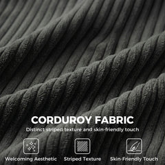 3 Seater Sofa with Wide Seat, Corduroy Couch with Deep Seat, Spring Cushion, Dark Grey