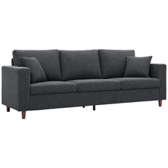 3 Seater Sofa with Wide Seat, Corduroy Couch with Deep Seat, Spring Cushion, Dark Grey