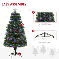 4ft Pre-Lit Optic Fiber Xmas Tree Artificial Spruce Tree Top Star