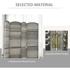 6 Ft Tall Folding Room Divider, 3 Panel Portable Privacy Screen, Hand-Woven Partition Wall Divider, Mixed Grey