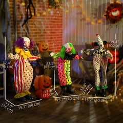 Life Size Stackable Halloween Animated Clown with Red Light Up Eyes, Sound Activated Scary Clown Halloween Decorations