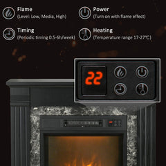 Electric Fireplace Mantel Wood Surround, Freestanding Fireplace Heater with Realistic Flame, Adjustable Temperature, Timer, Overheating Protection, and Remote Control, Black