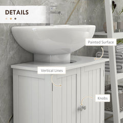 Bathroom Vanity, 24" Pedestal Sink Bathroom Vanity Furniture with 2 Doors and Shelf, White