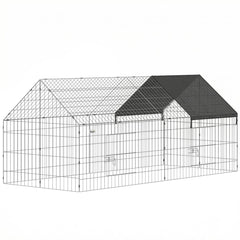 Metal Chicken Coop with UV-Resistant Cover for Hens, Rabbits, Ducks, Geese, 71" x 29.5" x 29.5", Black