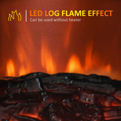 22" Infrared Electric Fireplace Stove, Freestanding Fireplace Heater with 3D Flame Effect, Adjustable Temperature, Timer, 1000W/1500W, Black