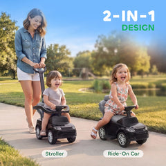 Land Rover Discovery Licensed 2-in-1 Ride On Push Car with Removable Parent Handle, Under-Seat Storage, Black