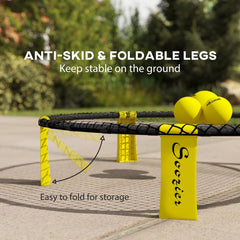 Spike Game Set, Mini Beach Games Set w/ Roundnet, 3 Balls, Pump, Carrying Bag, Portable Outdoor Games for Families