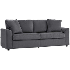 3 Seater Sofa, 83.5" Modern Upholstered Couch with Pocket Spring and 2 Scatter Cushions for Living Room, Dark Grey