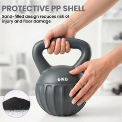 Kettlebell, 13 lbs Kettle Bell with Non-Slip Handle for Home Gym, Weight Lifting and Strength Training, Grey