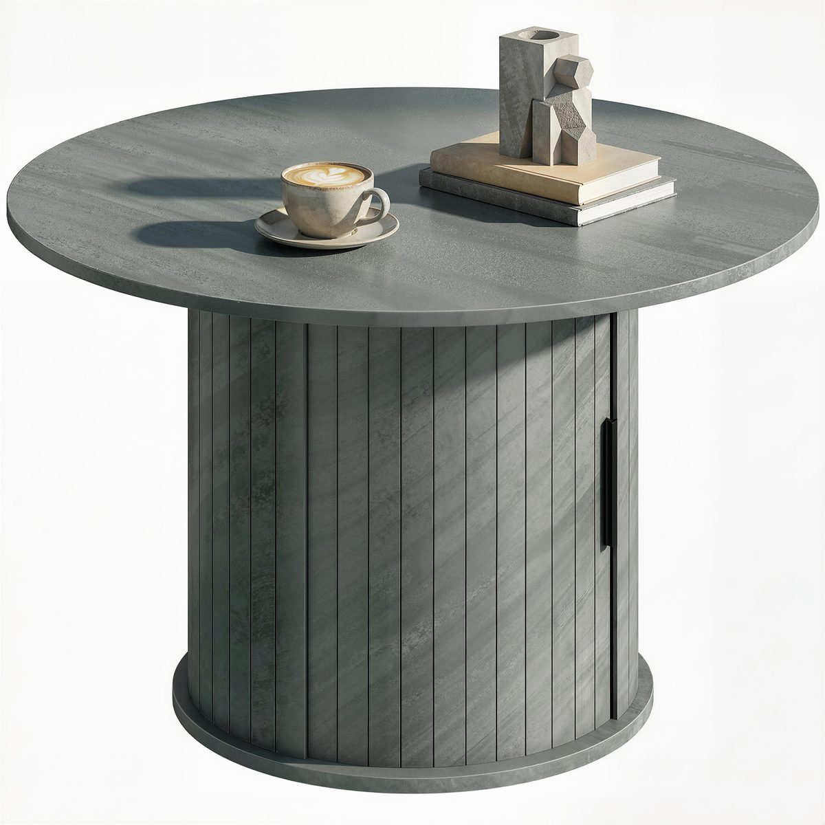 Round Coffee Table, 31.5" Center Table, Cement Grey