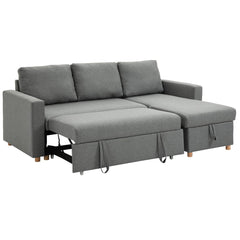 83" Sofa Bed, Pull Out Sleeper L Shaped Sectional Couch with Reversible Storage Chaise, Wide and Deep Seat, Light Grey