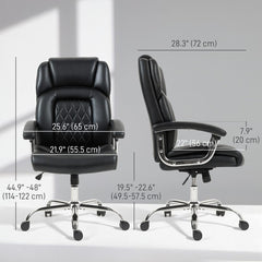 Big and Tall Office Chair 400 lbs, Desk Chair with Spring Cushion, PU Leather, High Back, Swivel Wheels, Black
