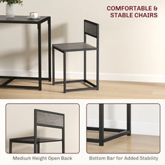 Dining Table Set, Industrial Dining Set for 2, Kitchen Table and Chairs for Small Space, Dining Room Table with Chairs