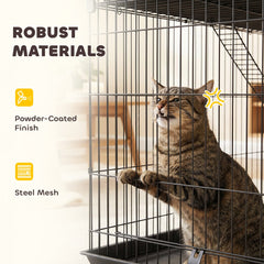 2-Tier Cat Cage Indoor, Detachable Metal Wire Kennel with Hammock, Platform, Tray and Cushion for 1-2 Kittens