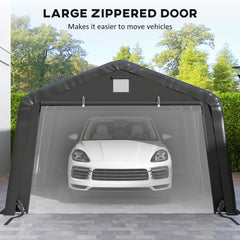 12' x 20' Portable Garage, Heavy Duty Carport Canopy with Ventilation Windows and Large Roll-up Door, Black