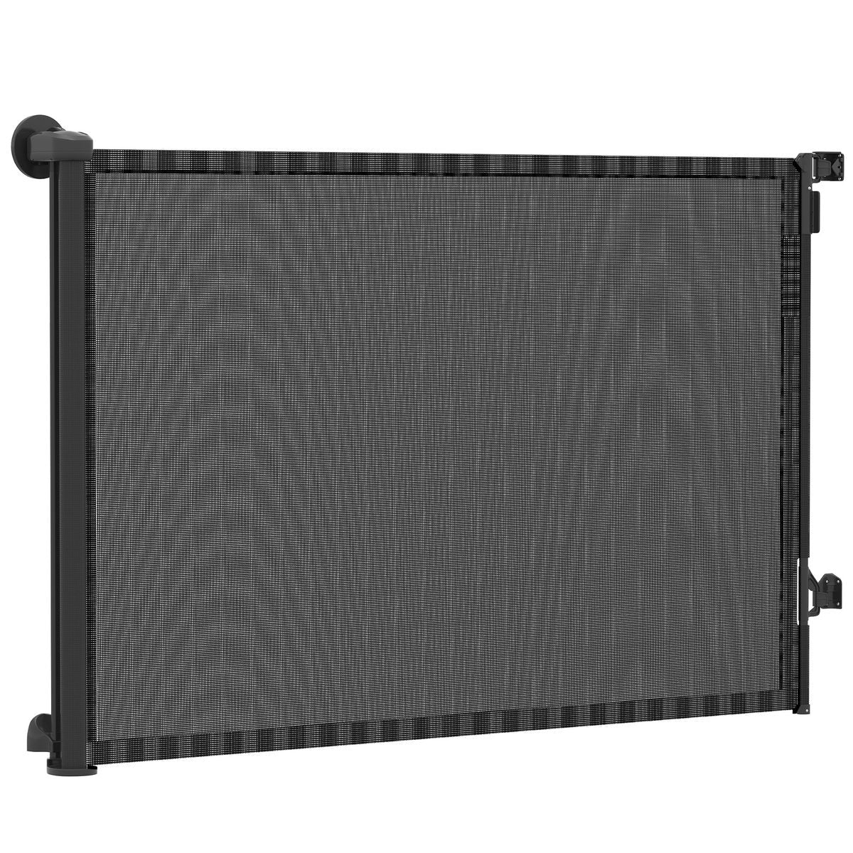 Retractable Dog Gate, 36.6" Tall, Extends to 55" Wide, Mesh Pet Gate with Single Hand Operation, for Stairs, Doorways
