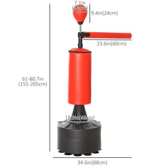 Freestanding Boxing Punch Bag Stand with 360° Rotating Flexible Arm, Speed Ball, Waterable and Sandable Base, Red