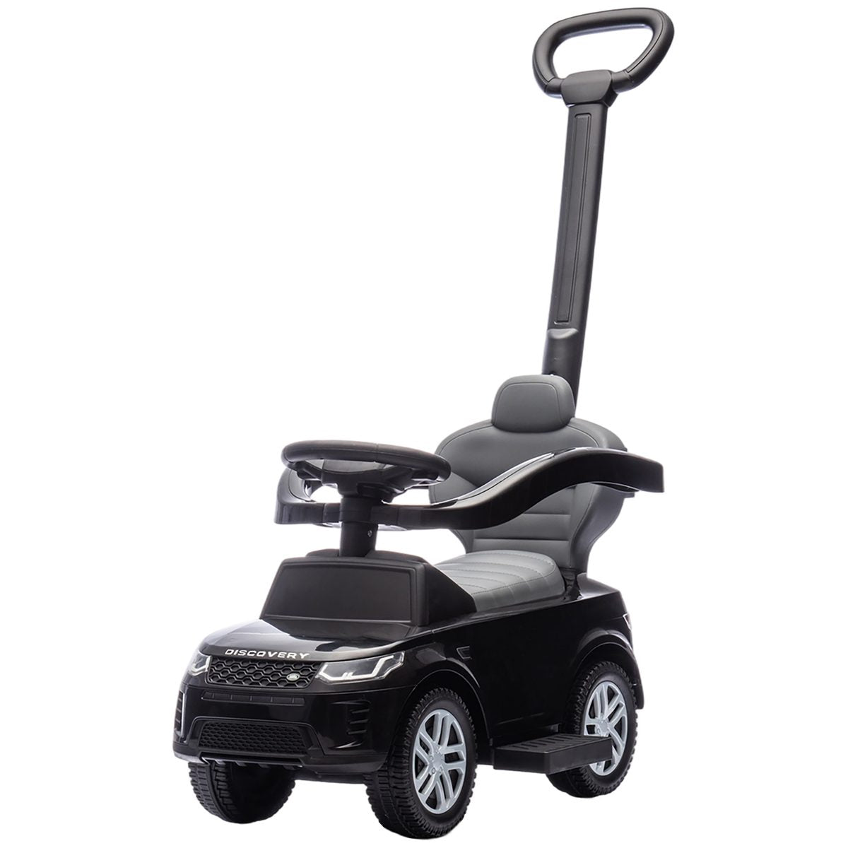 Land Rover Discovery Licensed 2-in-1 Ride On Push Car with Removable Parent Handle, Under-Seat Storage, Black