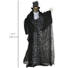 6FT Life Size Halloween Animatronics, Animated Grim Reaper Groom with Sound Motion Activated & Light Up Eyes