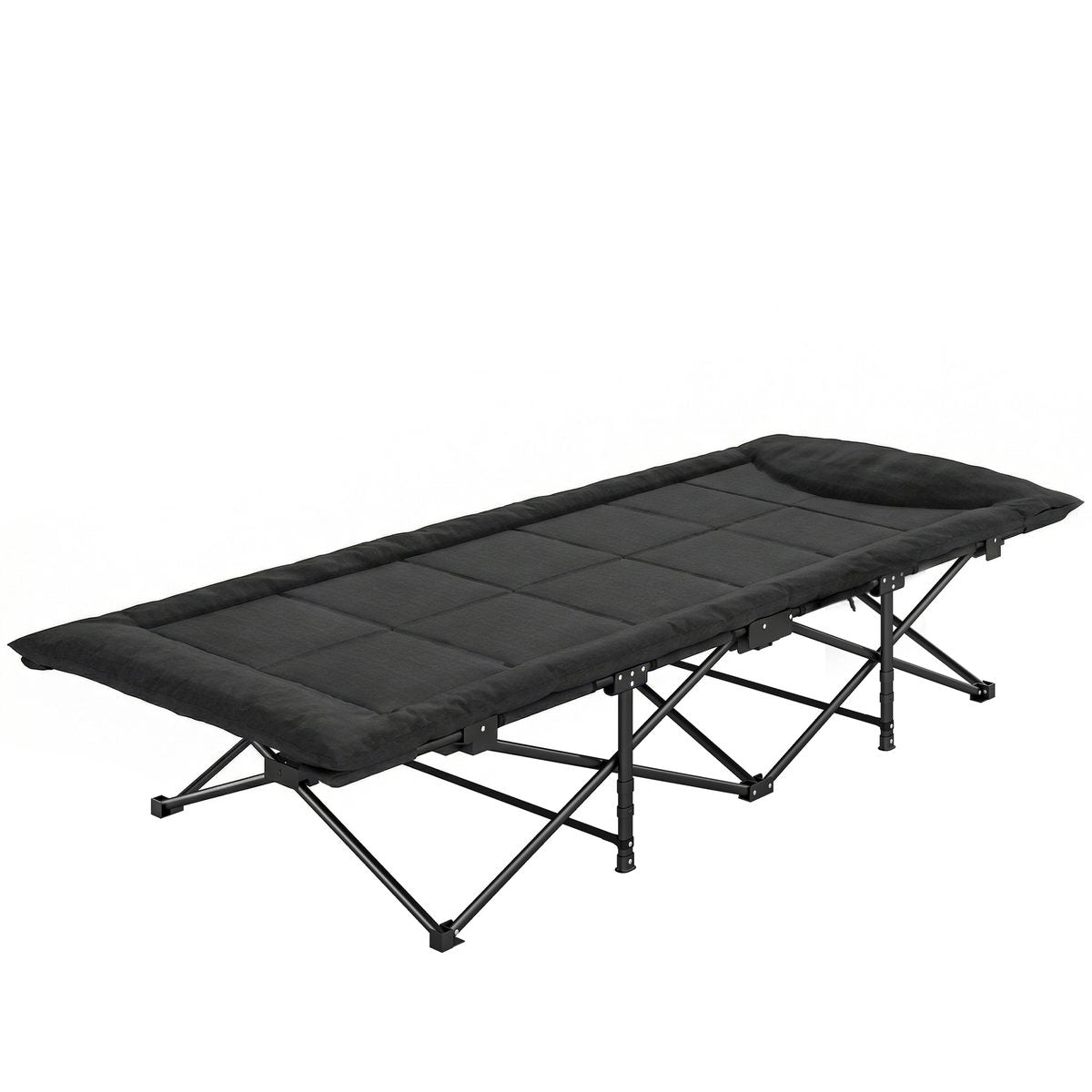 Camping Cot for Adults with Padded Cushion, 31.5" Wide Folding Bed with Carry Bag and Non-Slip Feet, Black