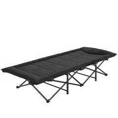 Camping Cot for Adults with Padded Cushion, 31.5" Wide Folding Bed with Carry Bag and Non-Slip Feet, Black