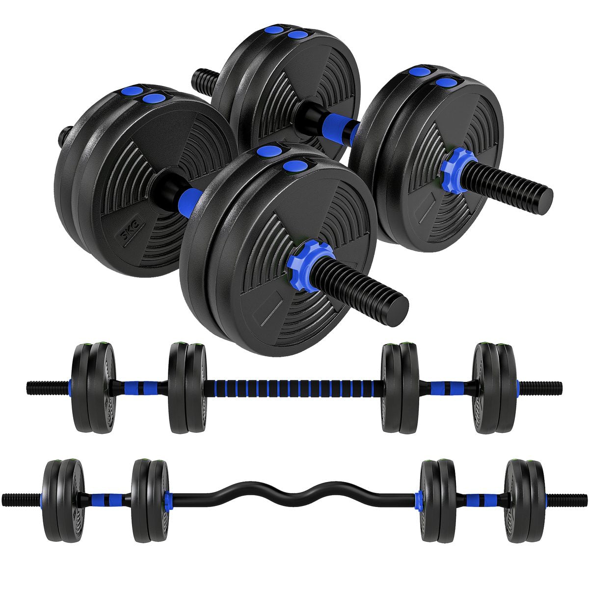 Adjustable Dumbbell Set, 3 in 1 Weights Dumbbells Set for Home Gym, 33lb Free Weights with Connector and Non-Slip Grip