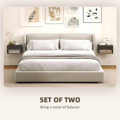 Floating Bedside Tables Set of 2, Wall-Mounted Nightstand, High Gloss Black