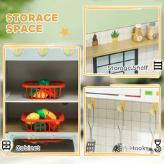 Pretend Play Kitchen, Kids Kitchen Playset with Stove Microwave Oven, Turning Knobs, Cooking Accessories