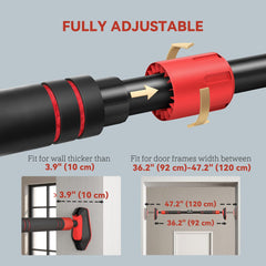 Pull Up Bar Doorway No Screws, Chin Up Bar with Level Metre, 37.8"-51.2" (96-130cm) Width Adjustable, Max Load 440lbs