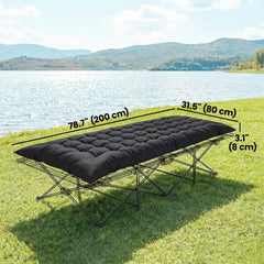 Sleeping Mat, Camping Mat Pad with Elastic Straps, Black