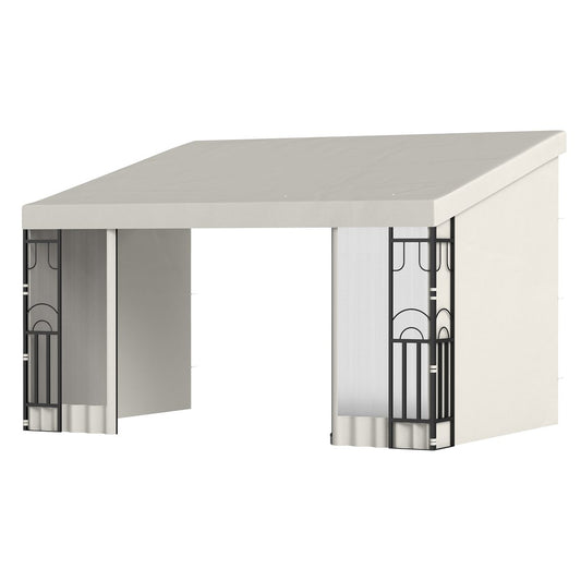 10' x 10' Wall Pergola, Outdoor Gazebo with 2 Curtains and 2 Nettings, UV Resistant, for Patio, Deck, Beige