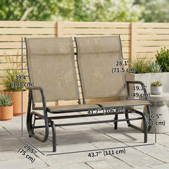 Outdoor Glider Bench, Patio Glider for 2 Persons, Brown