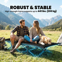 Camping Cot for Adults with Padded Cushion, 31.5" Wide Folding Bed with Carry Bag and Non-Slip Feet, Black