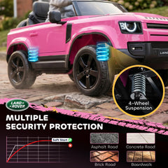 12V Ride on Car Licensed Land Rover with Remote, Suspension, Slow Start, 3 Speeds, Lights, Music, Horn for 3-5, Pink