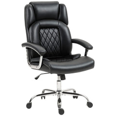 Big and Tall Office Chair 400 lbs, Desk Chair with Spring Cushion, PU Leather, High Back, Swivel Wheels, Black