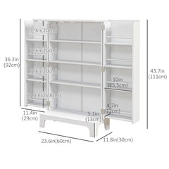 44" Storage Cabinet, 2-Door Kitchen Pantry Cabinet with 4-tier Shelving, 8 Spice Racks and Adjustable Shelves