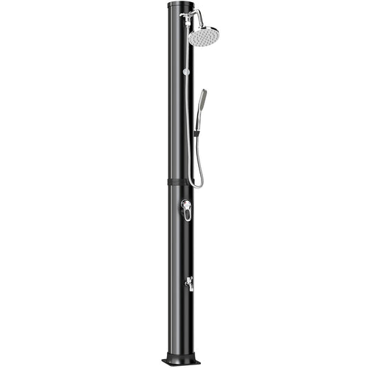 10.6 Gal Solar Heated Shower, 7.2 FT Outdoor Shower with 2 Shower Heads, Adjustable Temperature, Foot Faucet