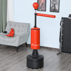 Freestanding Boxing Punch Bag Stand with 360° Rotating Flexible Arm, Speed Ball, Waterable and Sandable Base, Red