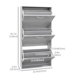 Shoe Storage Cabinet with 3 Flip Drawers, Narrow and Slim, 12 Pair of Shoes Organizer for Hallway, Entryway