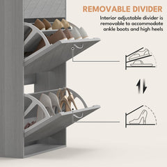 Shoe Storage Cabinet with 3 Flip Drawers, Narrow and Slim, 12 Pair of Shoes Organizer for Hallway, Entryway