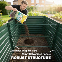6' x 3' x 2' Raised Garden Bed, Set of 2 Galvanized Planter Box for Vegetables, Flowers, Herbs, Green