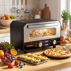 Indoor Electric Pizza Oven Countertop Pizza Oven for 12 Inch Pizzas-Black