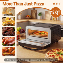 Indoor Electric Pizza Oven Countertop Pizza Oven for 12 Inch Pizzas-Black