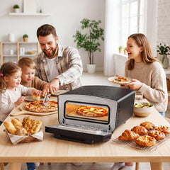 Indoor Electric Pizza Oven for 12 inches Pizzas with 8 Presets-Black