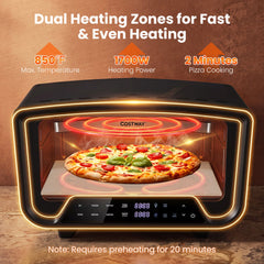 Indoor Electric Pizza Oven for 12 inches Pizzas with 8 Presets-Black