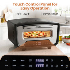 Indoor Electric Pizza Oven for 12 inches Pizzas with 8 Presets-Black