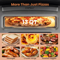 Indoor Electric Pizza Oven for 12 inches Pizzas with 8 Presets-Black